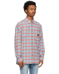 Gucci Blue Red Mini Check Flannel Shirt