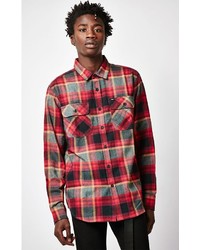 Obey Canvas Plaid Flannel Long Sleeve Button Up Shirt