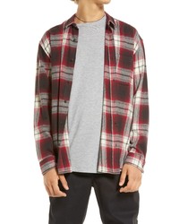 BP. Long Sleeve Check Flannel Shirt In Brown Shadow Logan Plaid At Nordstrom