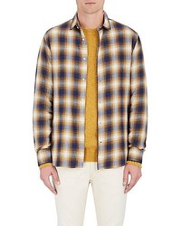 Officine Generale Plaid Cotton Flannel Button Front Shirt
