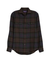 Ralph Lauren Purple Label Plaid Cotton Flannel Button Up Shirt