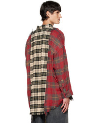 R13 Red Beige Combo Check Shirt