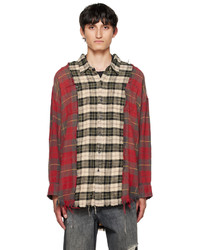 R13 Red Beige Combo Check Shirt