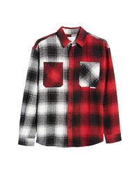Topman Relaxed Cut Sew Check Shirt In Black At Nordstrom