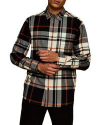 Topman Slim Fit Check Flannel Button Up Shirt