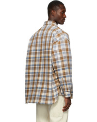 Acne Studios Brown Blue Checkered Shirt Jacket
