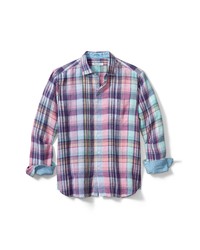 Tommy Bahama Cabrera Plaid Linen Button Up Shirt In Prism Violet At Nordstrom