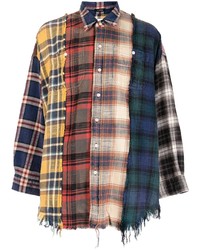 R13 Distressed Finish Plaid Print Shirt