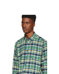 Naked and Famous Denim Green And Navy Rustic Flannel Shirt