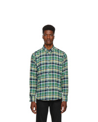 Naked and Famous Denim Green And Navy Rustic Flannel Shirt