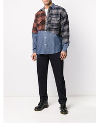 Ermanno Gallamini Patchwork Flannel And Denim Shirt