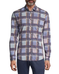 HORST Plaid Knit Button Up Shirt In Multi At Nordstrom