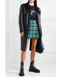 Christopher Kane Pleated Checked Wool Wrap Mini Skirt