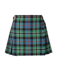 Christopher Kane Pleated Checked Wool Wrap Mini Skirt