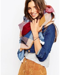 Asos Collection Oversized Square Scarf In 70s Check
