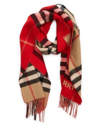 Burberry Contrast Check Cashmere Scarf In Arc Beigered At Nordstrom