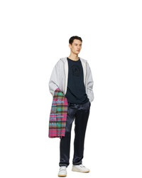 Acne Studios Pink And Blue Wool Tartan Check Scarf