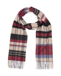 Nordstrom Twill Cashmere Wool Fringe Scarf In Red Syrah Multi Plaid At