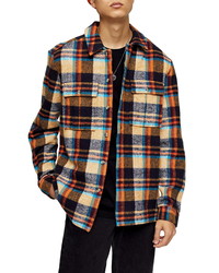 Topman Plaid Button Up Flannel Shirt Jacket