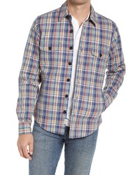 Kato The Anvil Plaid Shirt Jacket In Blue At Nordstrom