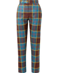 Multi colored Plaid Tapered Pants