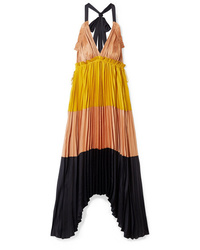 Multi colored Pleated Maxi Dress