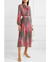 Saloni Raquel Ruffled Printed Silk Chiffon Dress