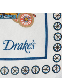 Drakes Drakes Car Print Silk Pocket Square