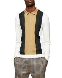 Topman Stripe Zip Polo Sweater
