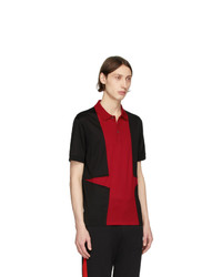 Alexander McQueen Black And Red Panelled Polo