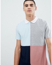 ASOS DESIGN Polo Shirt With Colour Block In Blue