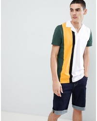 ASOS DESIGN Polo Shirt With Vertical Colour Block In Green