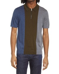 Ted Baker London Swansea Vertical Stripe Merino Wool Polo Sweater In Charcoal At Nordstrom