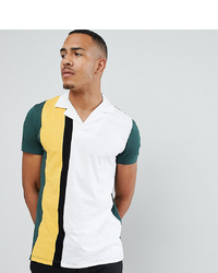 ASOS DESIGN Tall Polo Shirt With Vertical Colourblock In Green