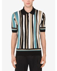 Dolce & Gabbana Vertical Stripe Short Sleeve Polo Shirt
