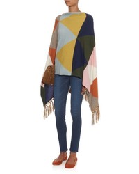 Queene And Belle Koko Patchwork Cashmere Poncho