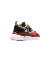 Chloé Multicoloured Sonnie Snake Print Canvas And Suede Leather Sneakers