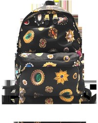Moschino Black Printed Fabric Backpack