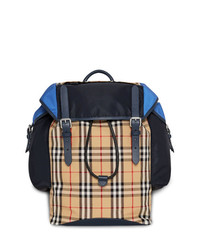 Burberry Colour Block Vintage Check And Leather Ranger Backpack