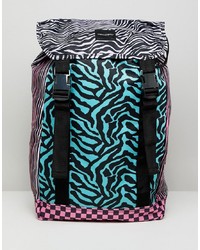 ASOS DESIGN Festival Backpack In Multi Colour Animal Block Print