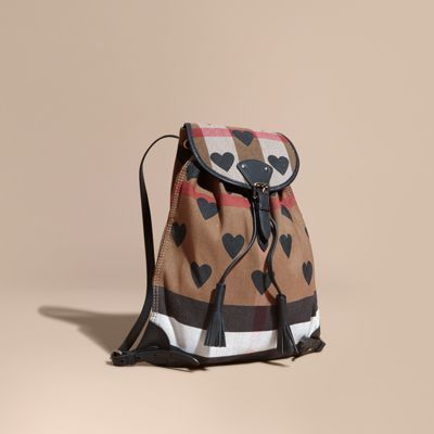 Burberry canvas hot sale check backpack