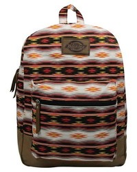 Dickies Printed Hudson Canvas Backpack Handbag With Front Zip Pocket Faux Leather Bottom And Trims Multicolor