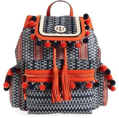 Tory Burch Scout Pompom Nylon Backpack Bluegreen, $395 | Nordstrom |  Lookastic