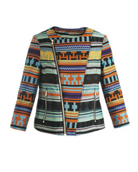 MSGM Aztec Embroidered Biker Jacket