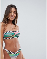 ASOS DESIGN Recycled Mixed Bright Stripe Bandeau Bikini Top