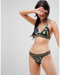 Pimkie Tropical Print Metallic Bikini Top