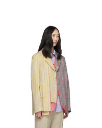 Comme des Garcons Homme Plus Pink And Grey Shred Double Layered Blazer