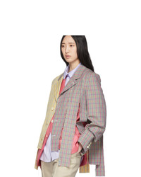 Comme des Garcons Homme Plus Pink And Grey Shred Double Layered Blazer