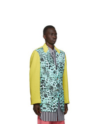 Comme Des Garcons Homme Plus Yellow And Blue Animal Print Blazer