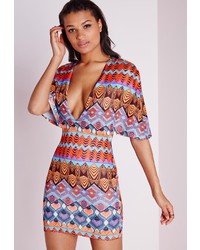 Missguided Tribal Print Cape Dress